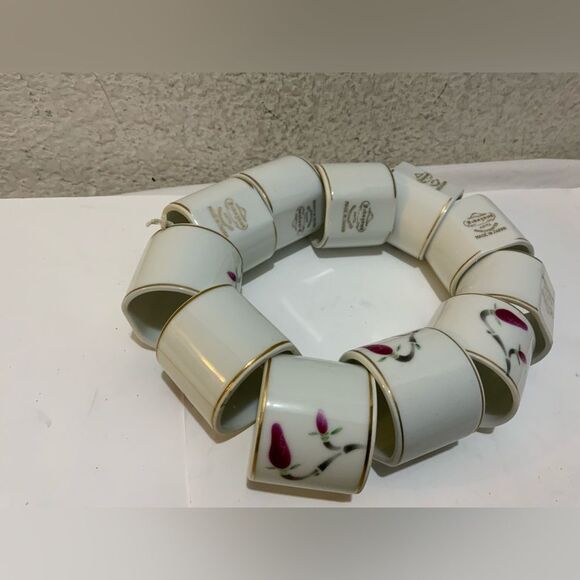 Fukagawa Arita ceramic napkin holder Hand Painted Japan Vintage Set of 11 - Picture 1 of 4